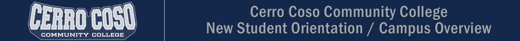 Cerro Coso Community College, New Student Orientation header graphic.