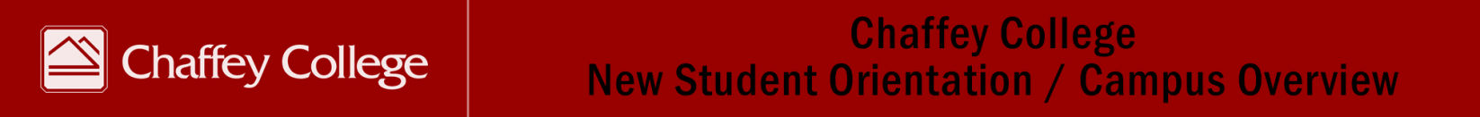 Chaffey College, New Student Orientation header graphic.