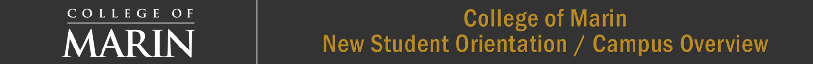 College of Marin, New Student Orientation header graphic.
