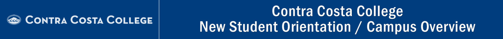 Contra Costa College, New Student Orientation header graphic.