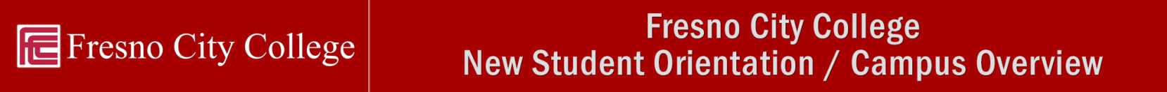 Fresno City College, New Student Orientation header graphic.