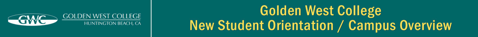 Golden West College, New Student Orientation header graphic.