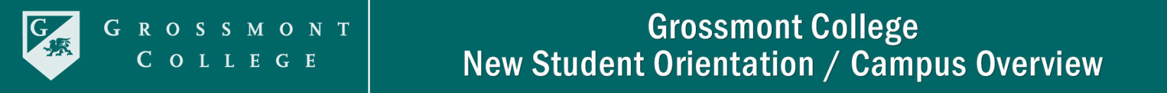 Grossmont College, New Student Orientation header graphic.