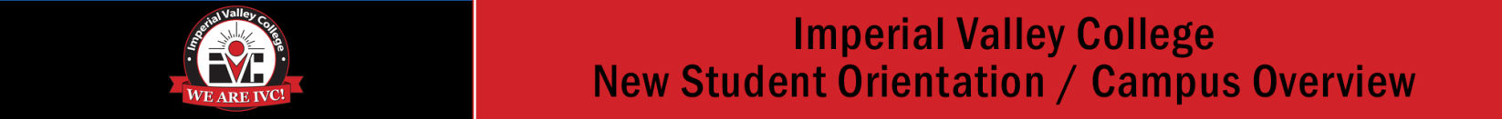Imperial Valley College, New Student Orientation header graphic.