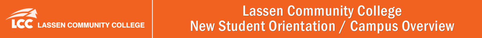 Lassen Community College, New Student Orientation header graphic.