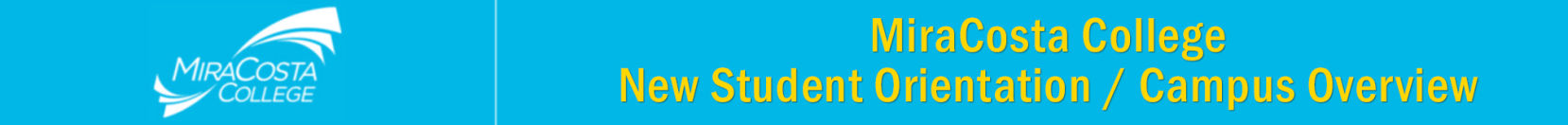 MiraCosta College, New Student Orientation header graphic.