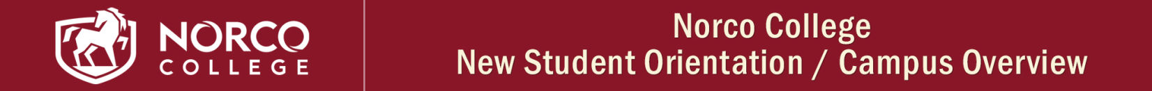 Norco College, New Student Orientation header graphic.