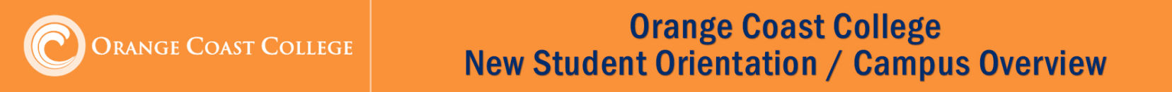 Orange Coast College, New Student Orientation header graphic.