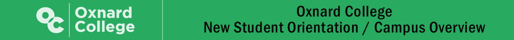 Oxnard College, New Student Orientation header graphic.