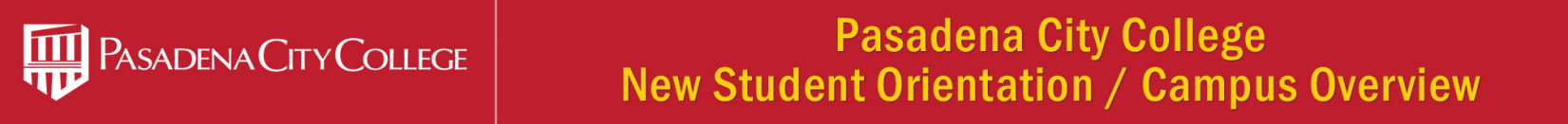 Pasadena City College, New Student Orientation header graphic.