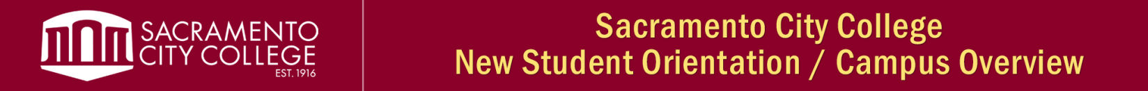 Sacramento City College, New Student Orientation header graphic.