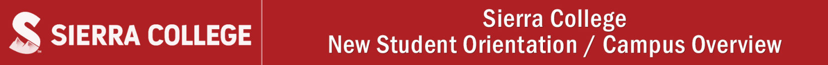 Sierra College, New Student Orientation header graphic.
